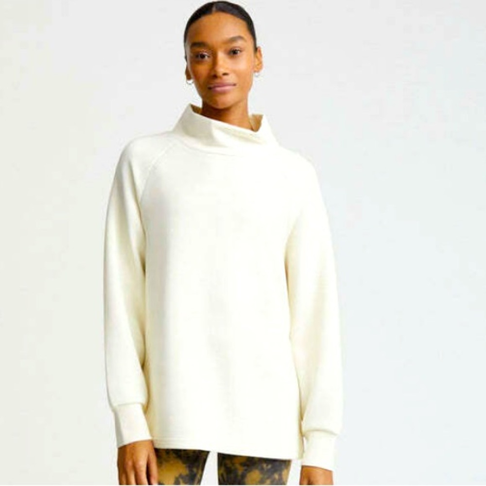 NEW Varley Acrola Funnel Neck Sweater in Egret